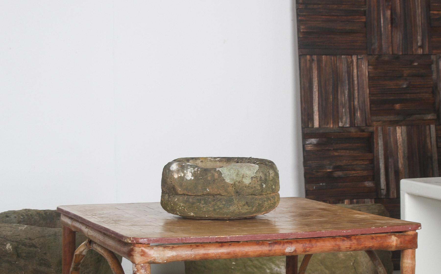 Primitive Wabi-Sabi Antique Carved Sandstone 8 Inch Bowl | Bonsai Pot - Image 2