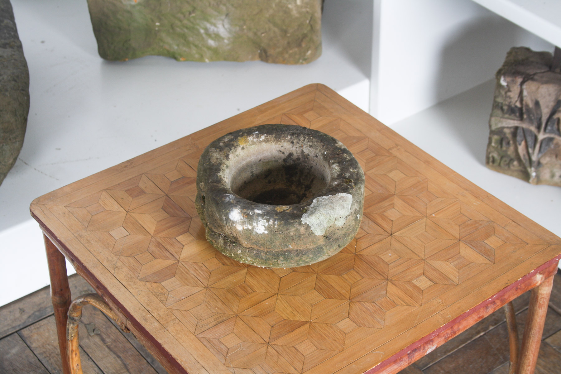Primitive Wabi-Sabi Antique Carved Sandstone 8 Inch Bowl | Bonsai Pot - Image 11