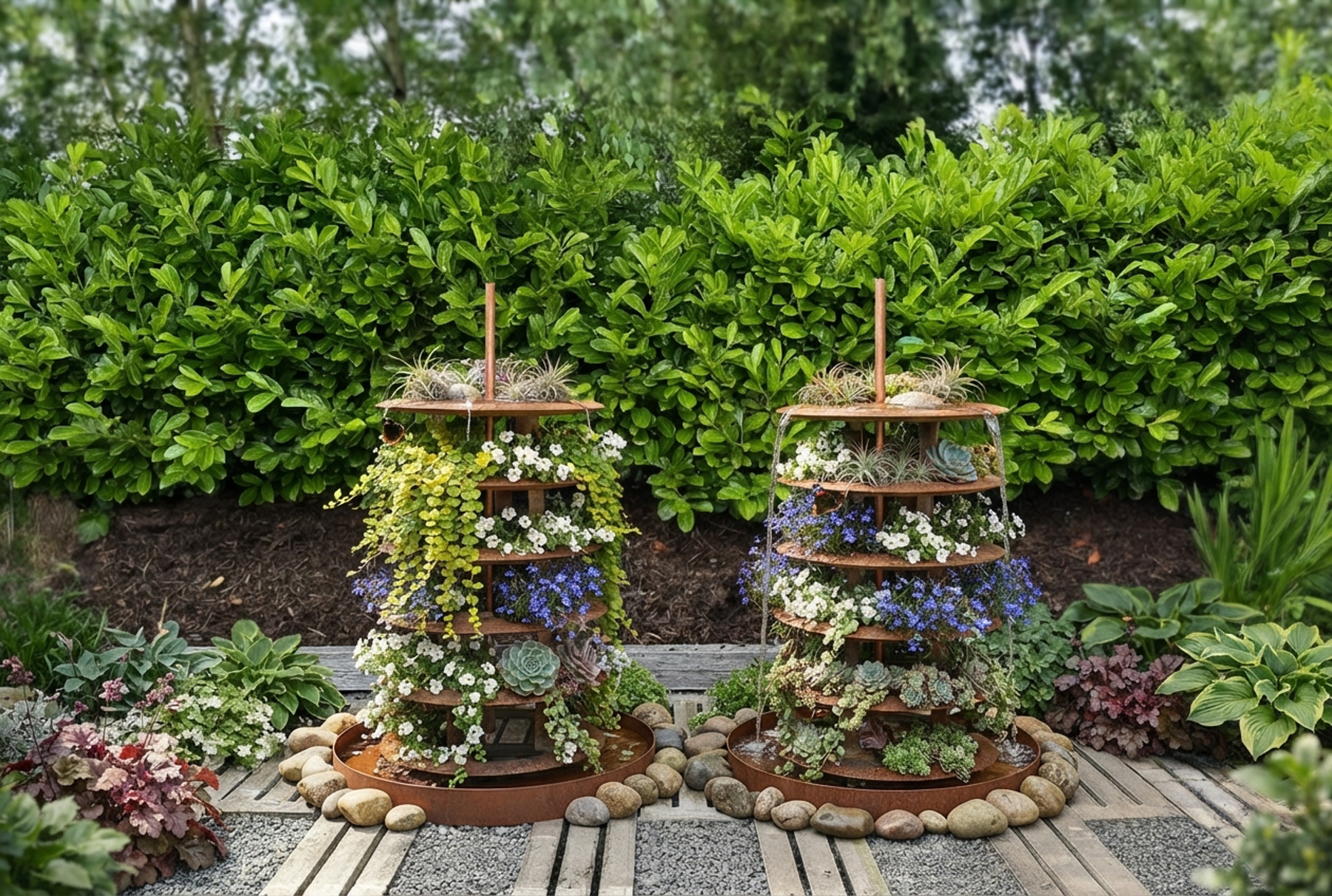 Pair of Large Scale Reclaimed Cast Iron Garden Ornaments, Planters or Water Feature Elements - Image 2