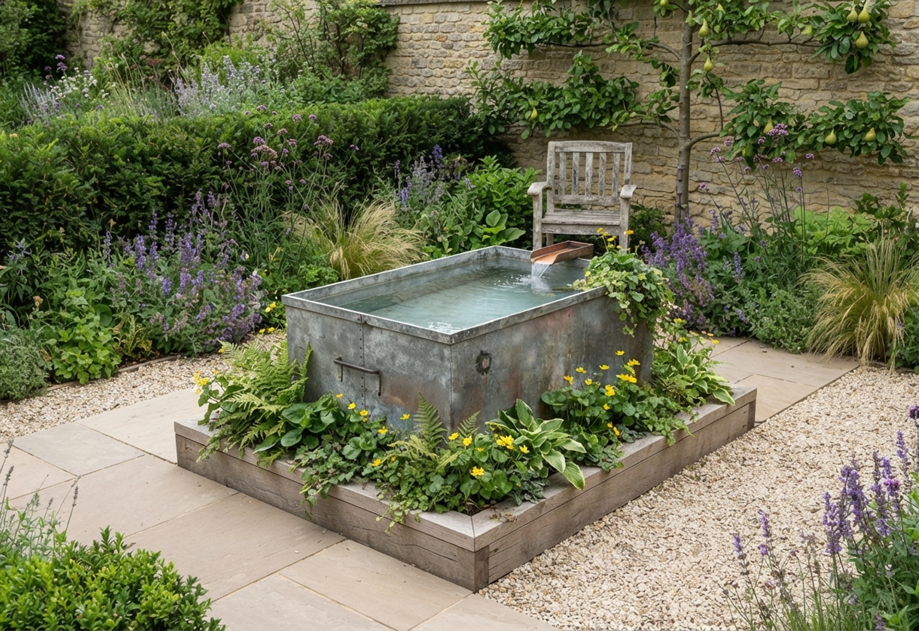 Large Reclaimed Heavy Gauge Rivetted Galvanised Steel Water Tank Planter - Image 12