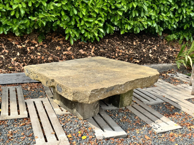 Large Reclaimed Victorian York Stone Garden Table | Antique Weathered Sandstone Garden Feature