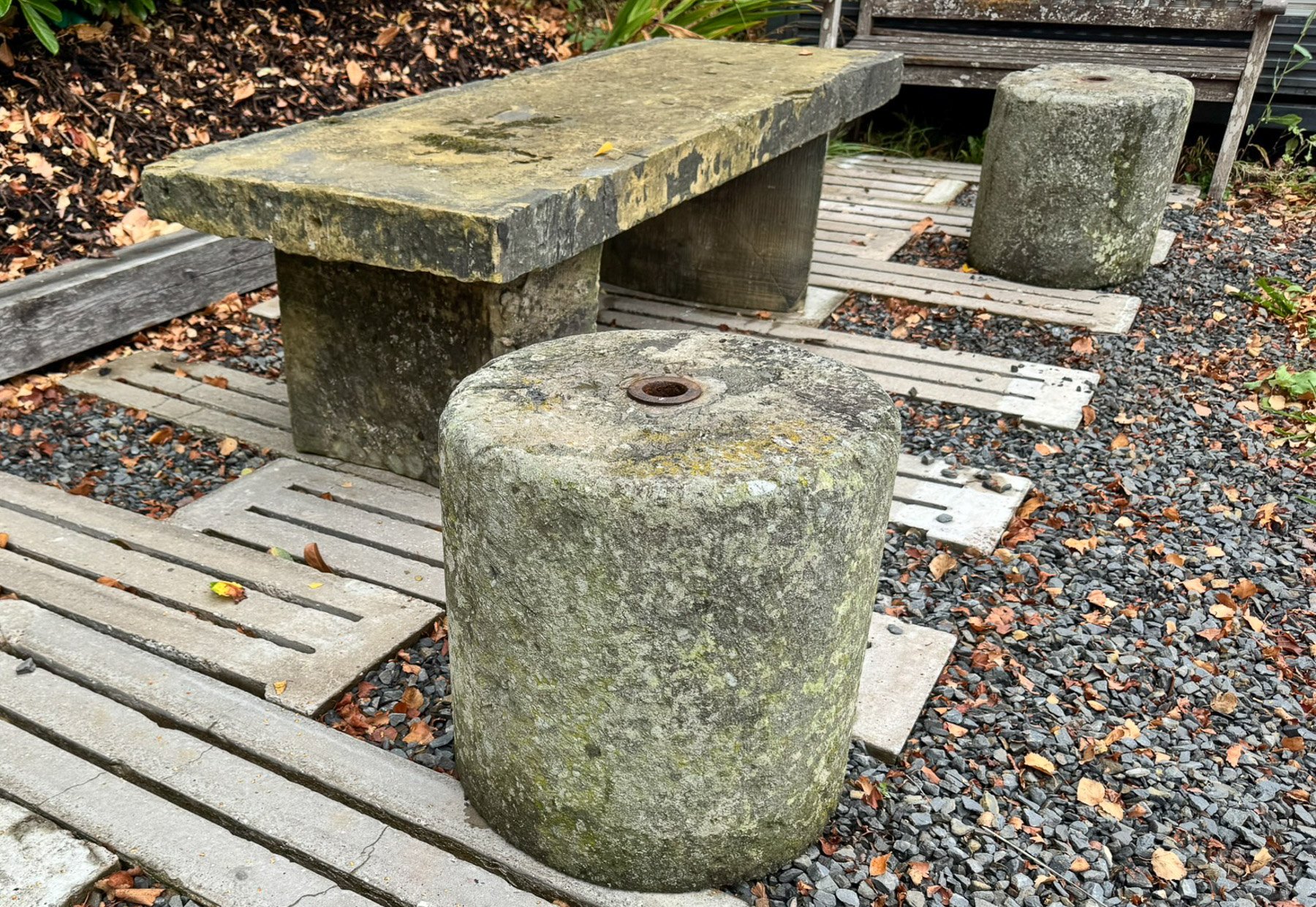 Pair of 19th Century Hand-Carved Stone Pedestal Column Bases | Weathered Garden Architectural Elements - Image 13