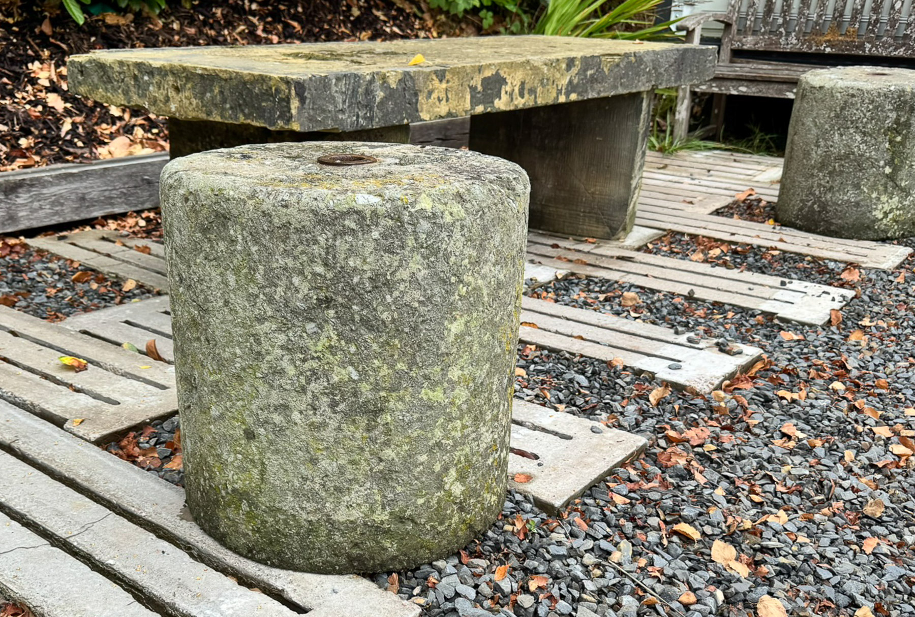 Pair of 19th Century Hand-Carved Stone Pedestal Column Bases | Weathered Garden Architectural Elements - Image 14